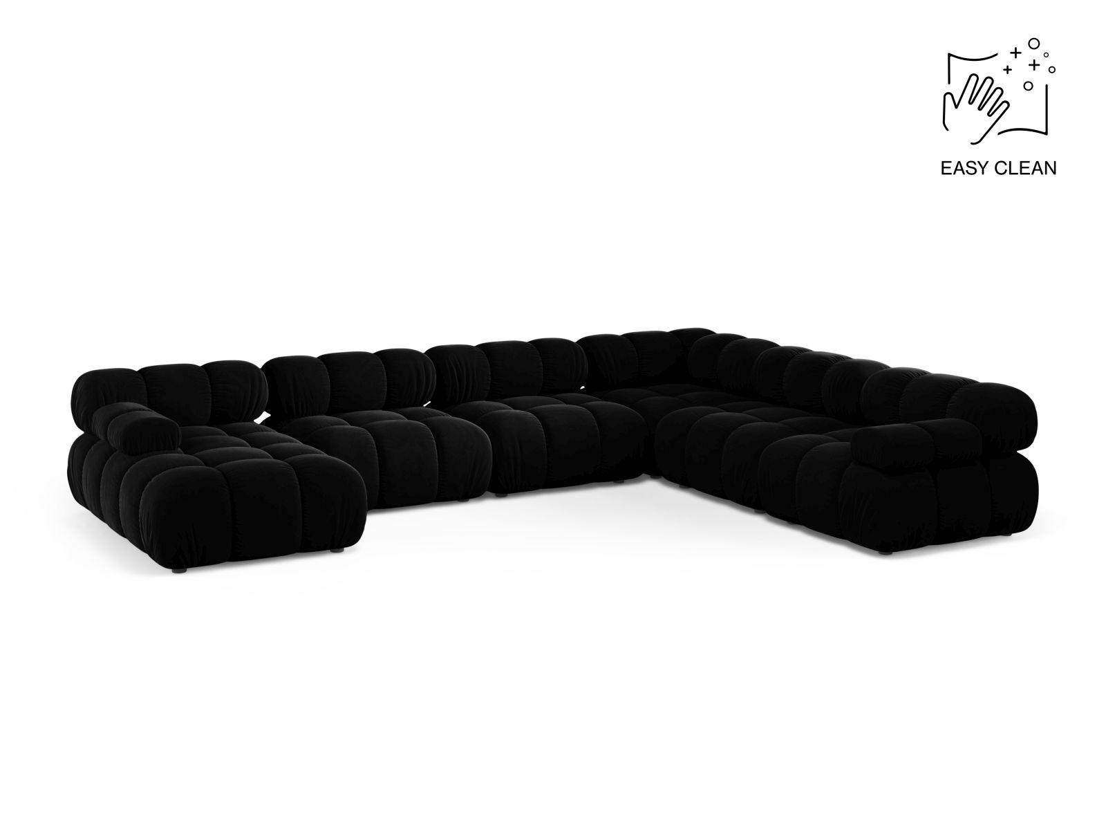 Velvet Modular Panoramic Right Corner Sofa, "Bellis", 8 Seats, 376x282x70