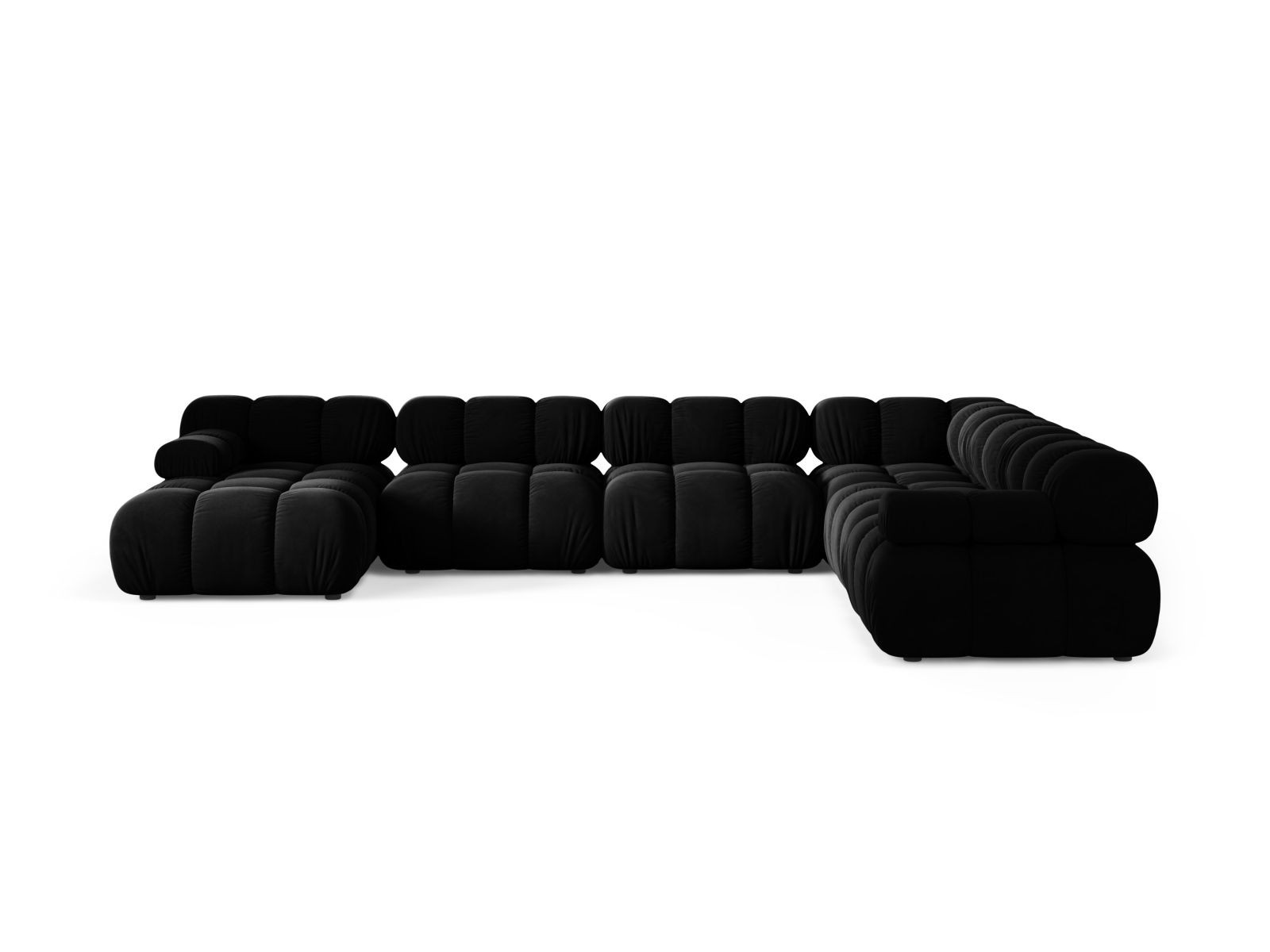 Velvet Modular Panoramic Right Corner Sofa, "Bellis", 8 Seats, 376x282x70