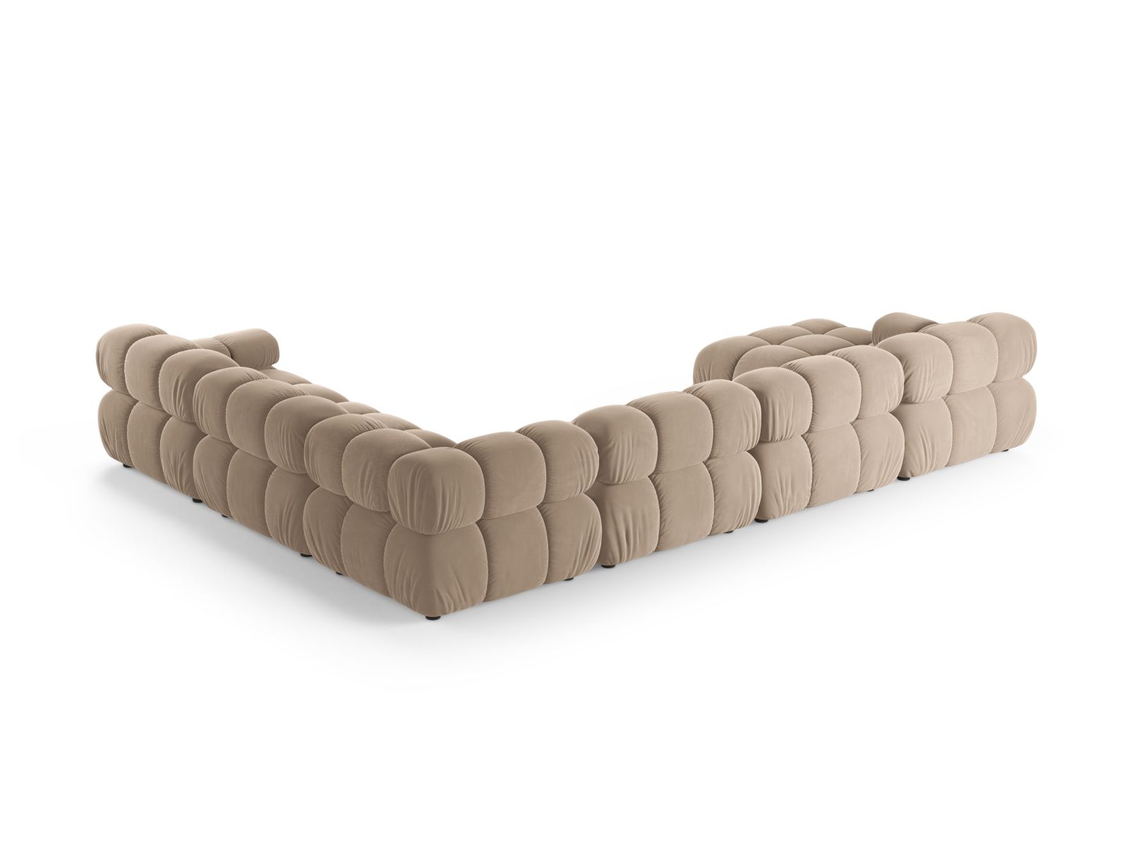 Velvet Modular Panoramic Right Corner Sofa, "Bellis", 8 Seats, 376x282x70