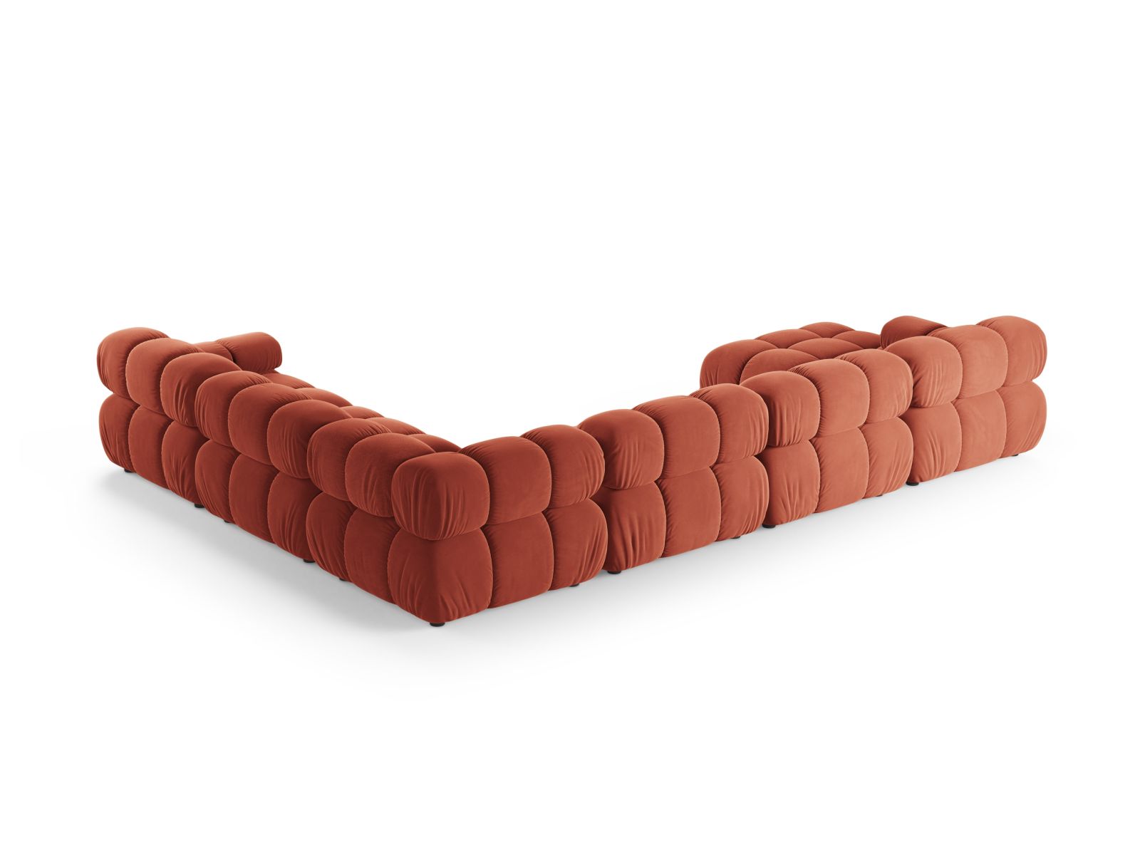 Velvet Modular Panoramic Right Corner Sofa, "Bellis", 8 Seats, 376x282x70