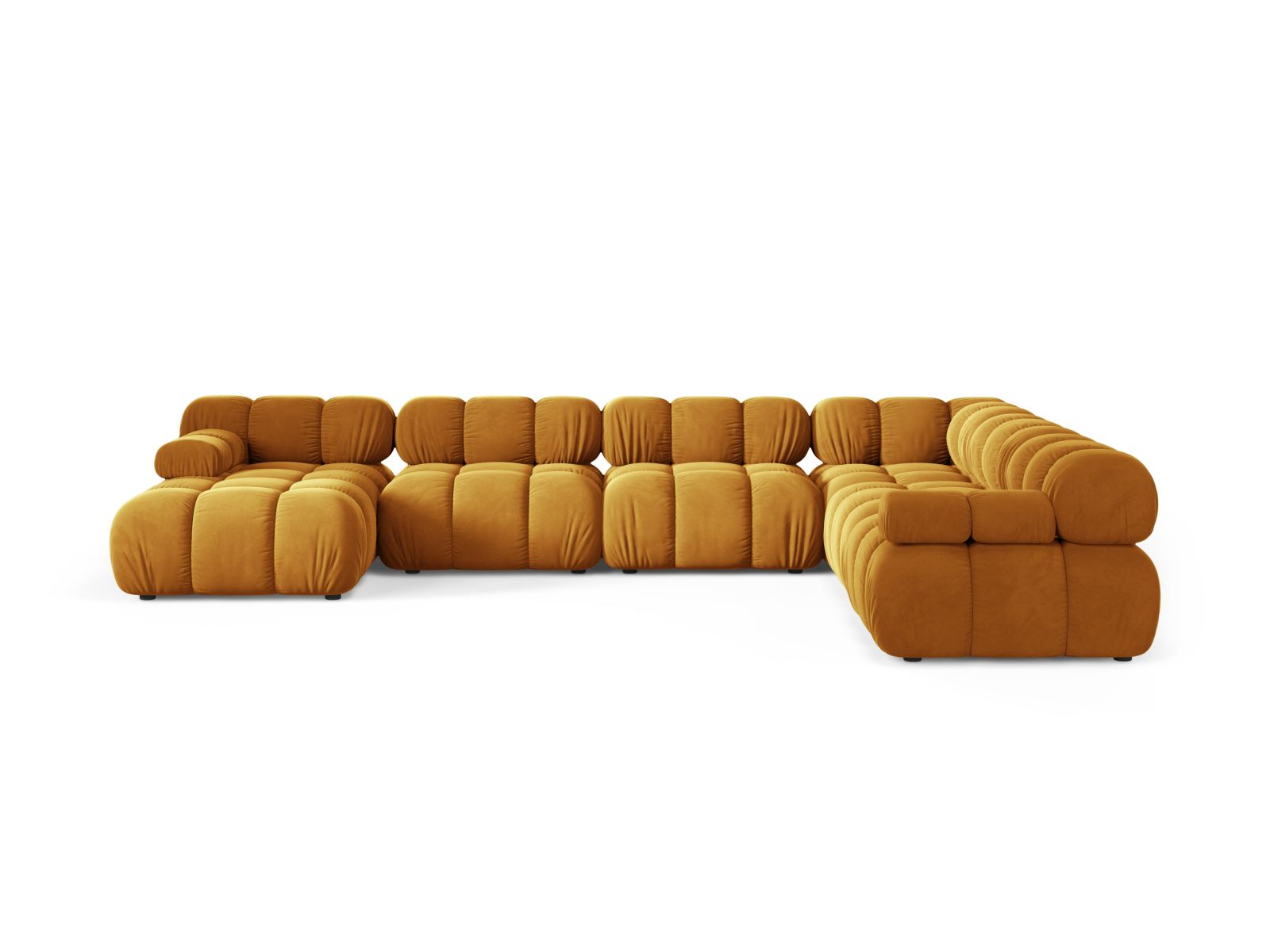 Velvet Modular Panoramic Right Corner Sofa, "Bellis", 8 Seats, 376x282x70