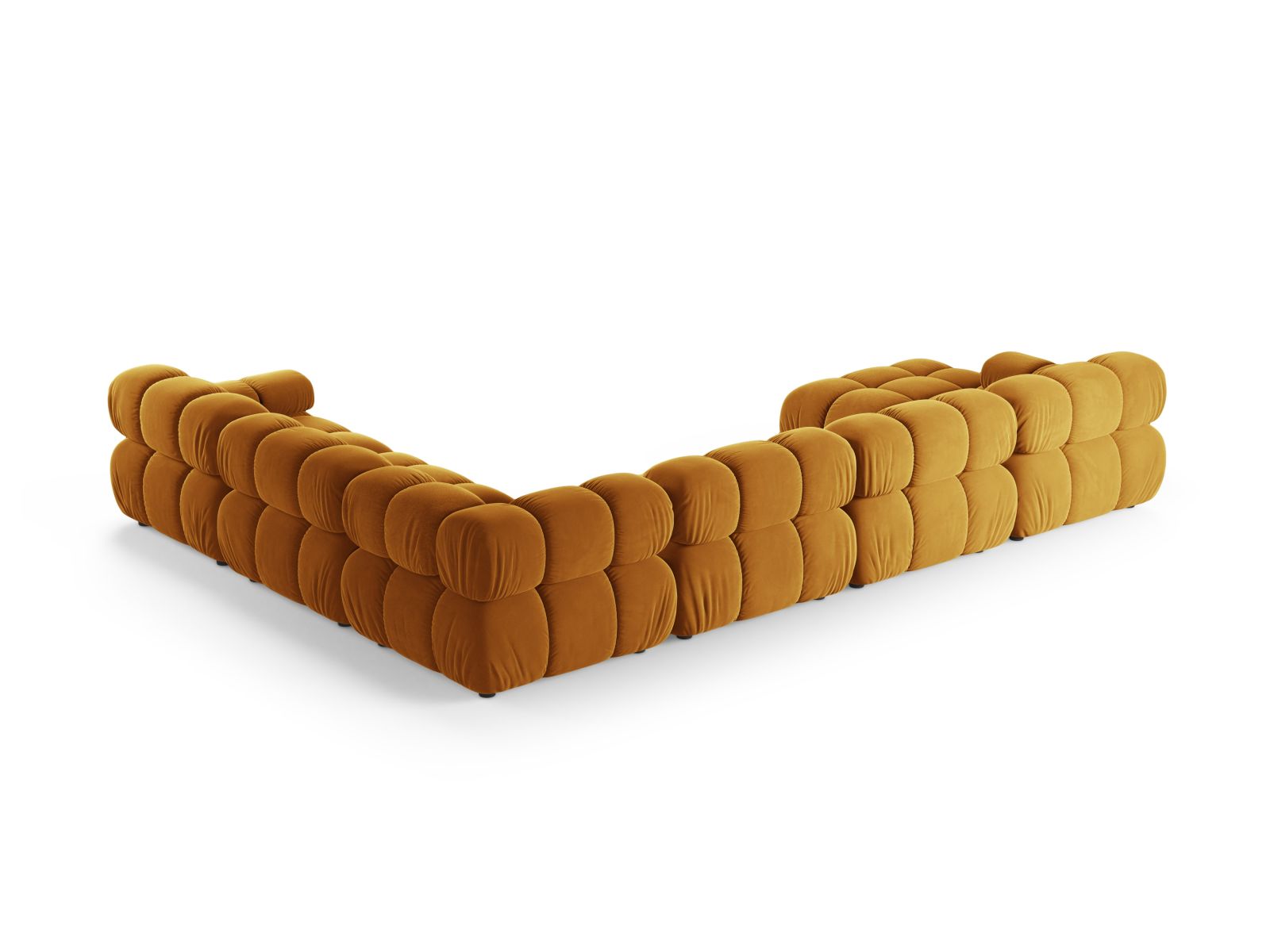 Velvet Modular Panoramic Right Corner Sofa, "Bellis", 8 Seats, 376x282x70