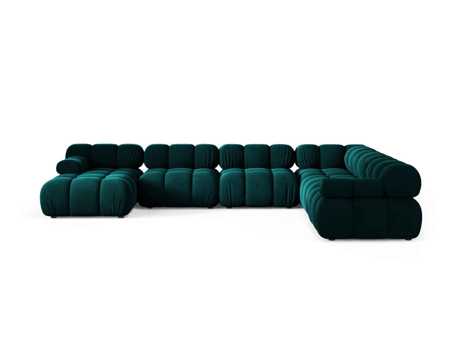 Velvet Modular Panoramic Right Corner Sofa, "Bellis", 8 Seats, 376x282x70