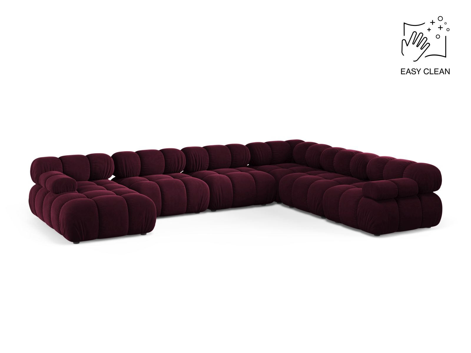 Velvet Modular Panoramic Right Corner Sofa, "Bellis", 8 Seats, 376x282x70