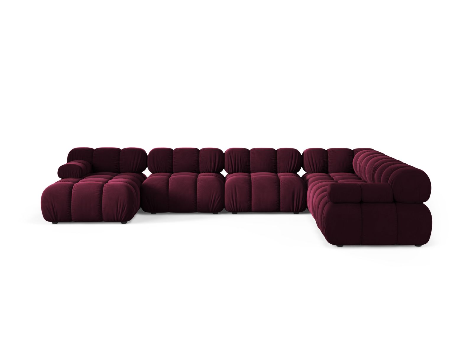 Velvet Modular Panoramic Right Corner Sofa, "Bellis", 8 Seats, 376x282x70