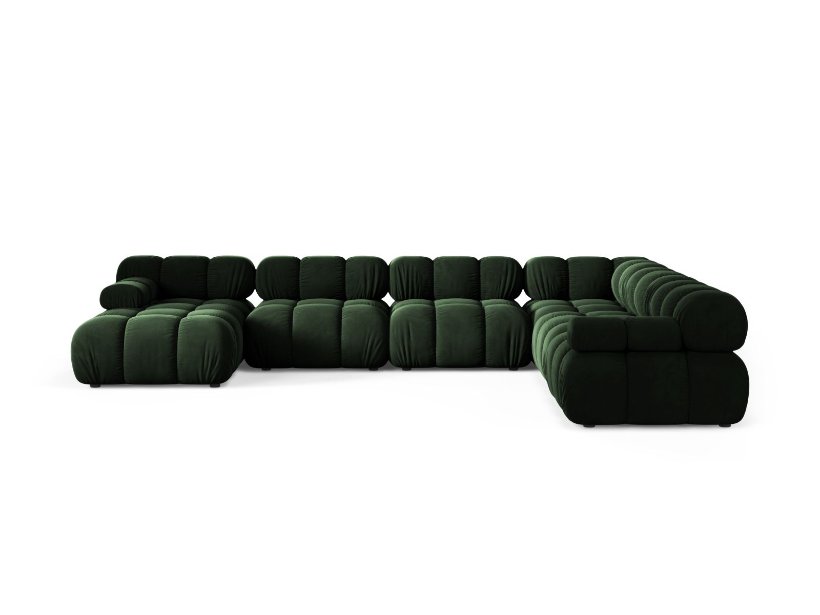 Velvet Modular Panoramic Right Corner Sofa, "Bellis", 8 Seats, 376x282x70