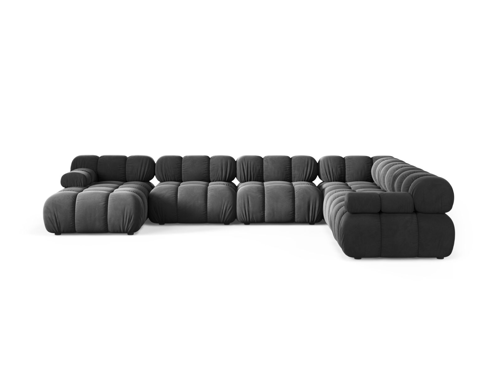 Velvet Modular Panoramic Right Corner Sofa, "Bellis", 8 Seats, 376x282x70