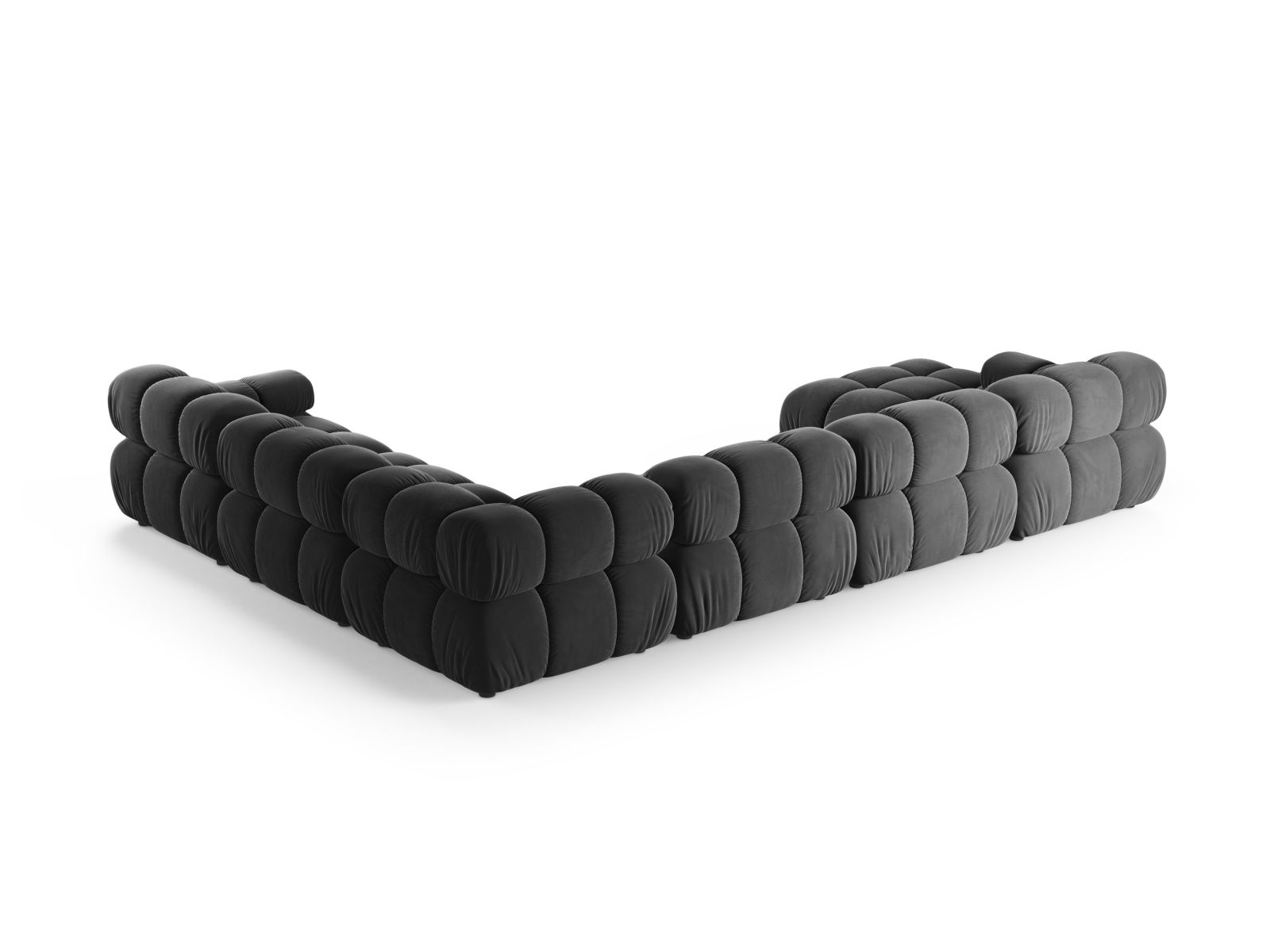 Velvet Modular Panoramic Right Corner Sofa, "Bellis", 8 Seats, 376x282x70