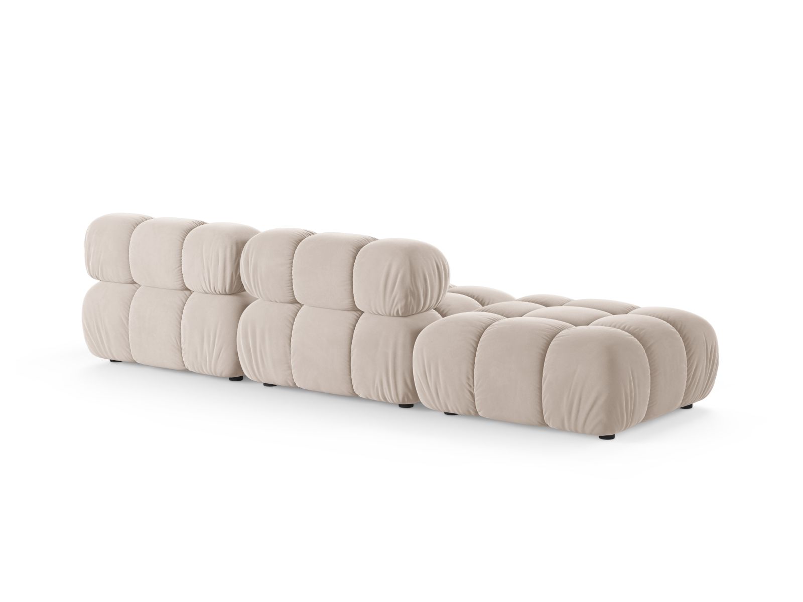 Velvet Left Modular Sofa, "Bellis", 4 Seats, 282x94x70
