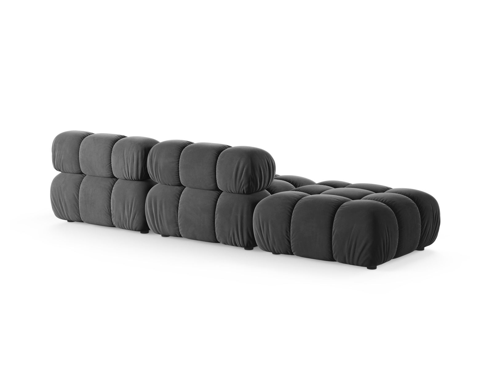 Velvet Left Modular Sofa, "Bellis", 4 Seats, 282x94x70