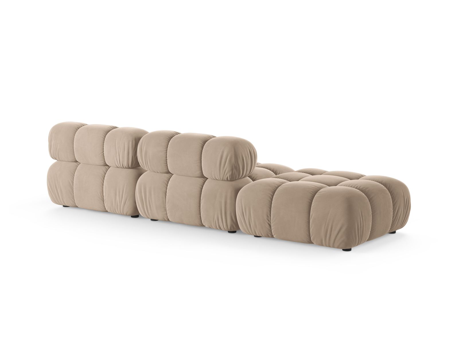 Velvet Left Modular Sofa, "Bellis", 4 Seats, 282x94x70