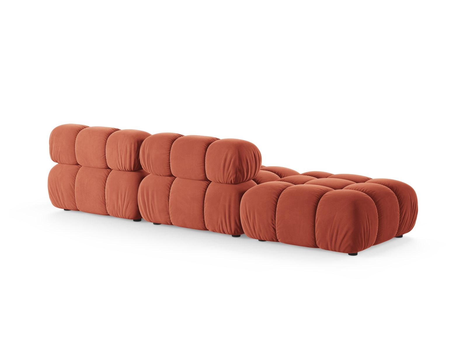 Velvet Left Modular Sofa, "Bellis", 4 Seats, 282x94x70