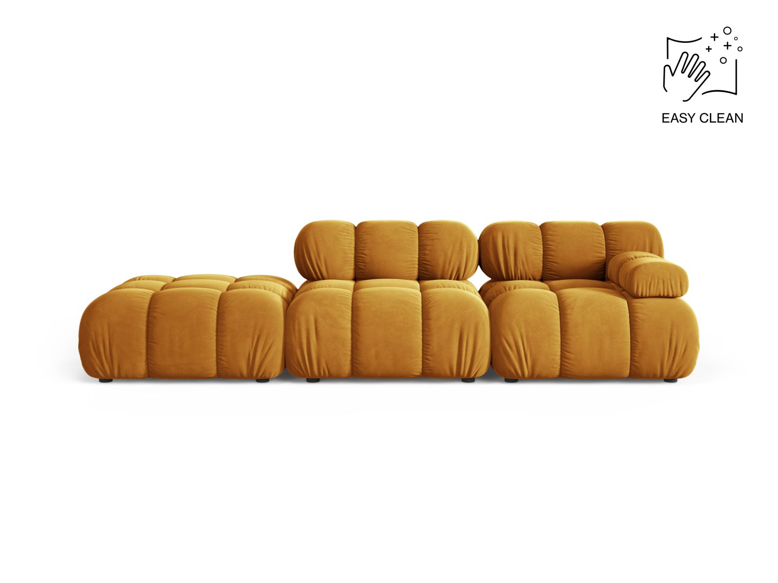 Velvet Left Modular Sofa, "Bellis", 4 Seats, 282x94x70