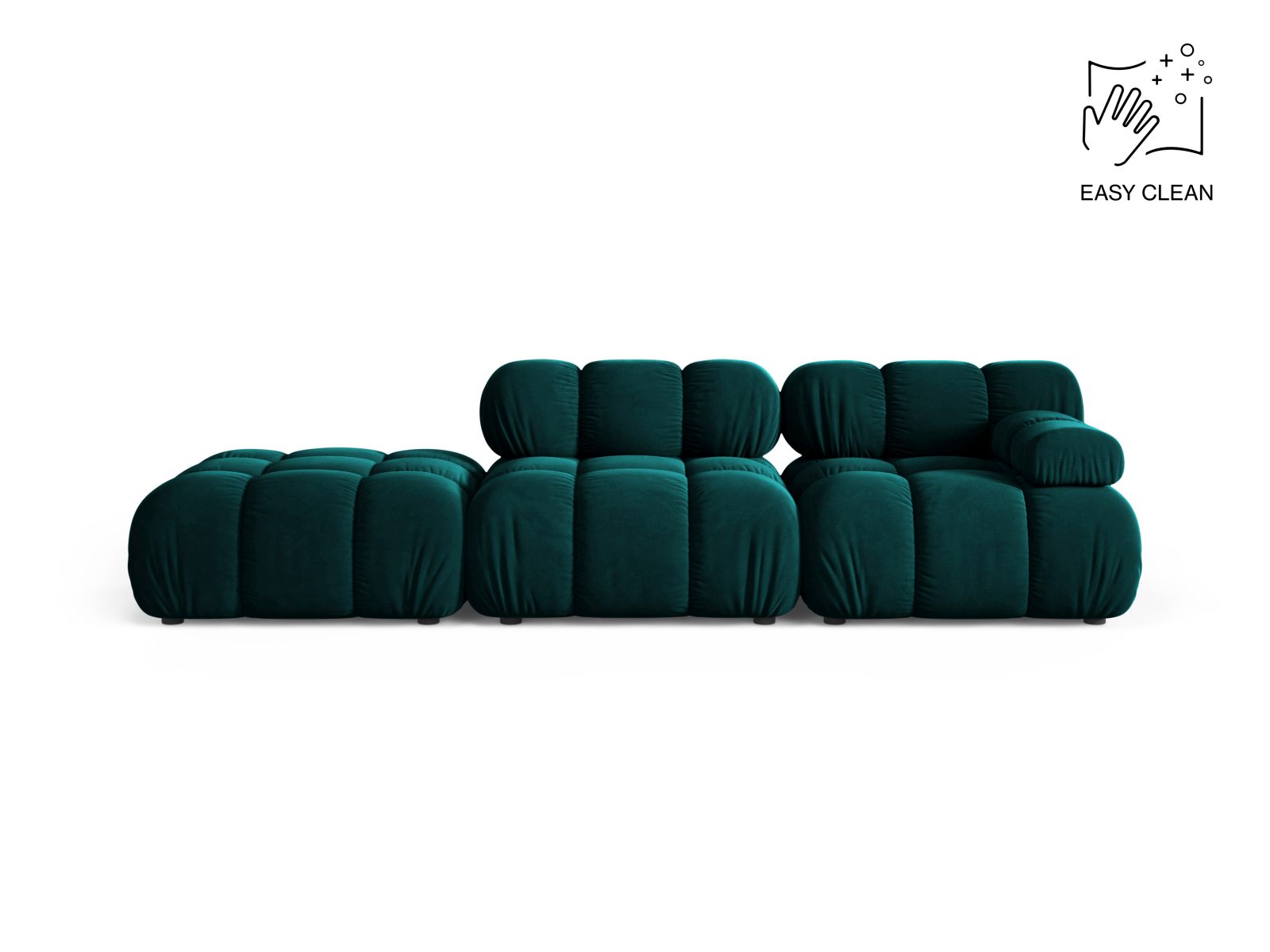 Velvet Left Modular Sofa, "Bellis", 4 Seats, 282x94x70