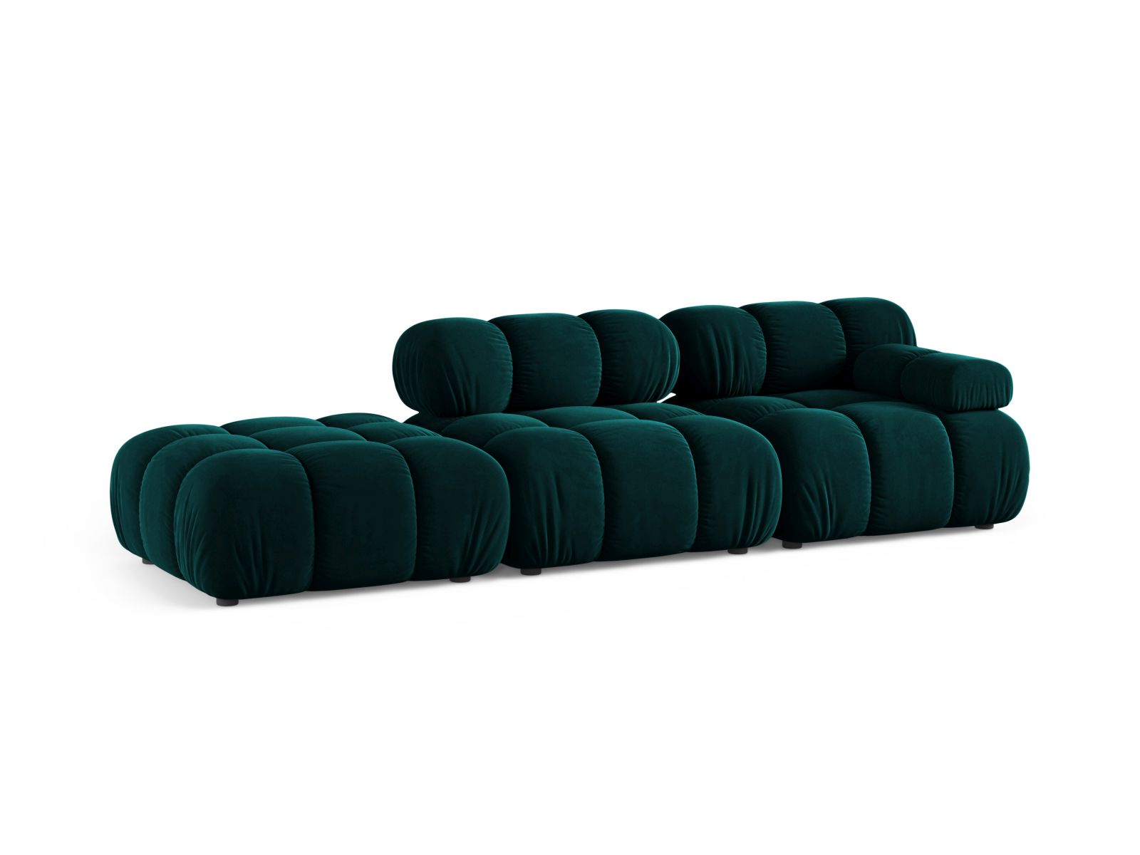 Velvet Left Modular Sofa, "Bellis", 4 Seats, 282x94x70