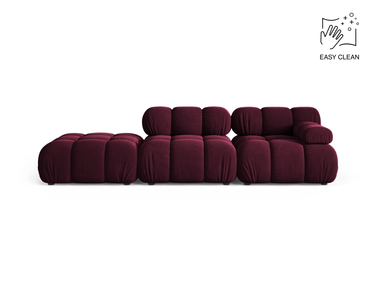 Velvet Left Modular Sofa, "Bellis", 4 Seats, 282x94x70