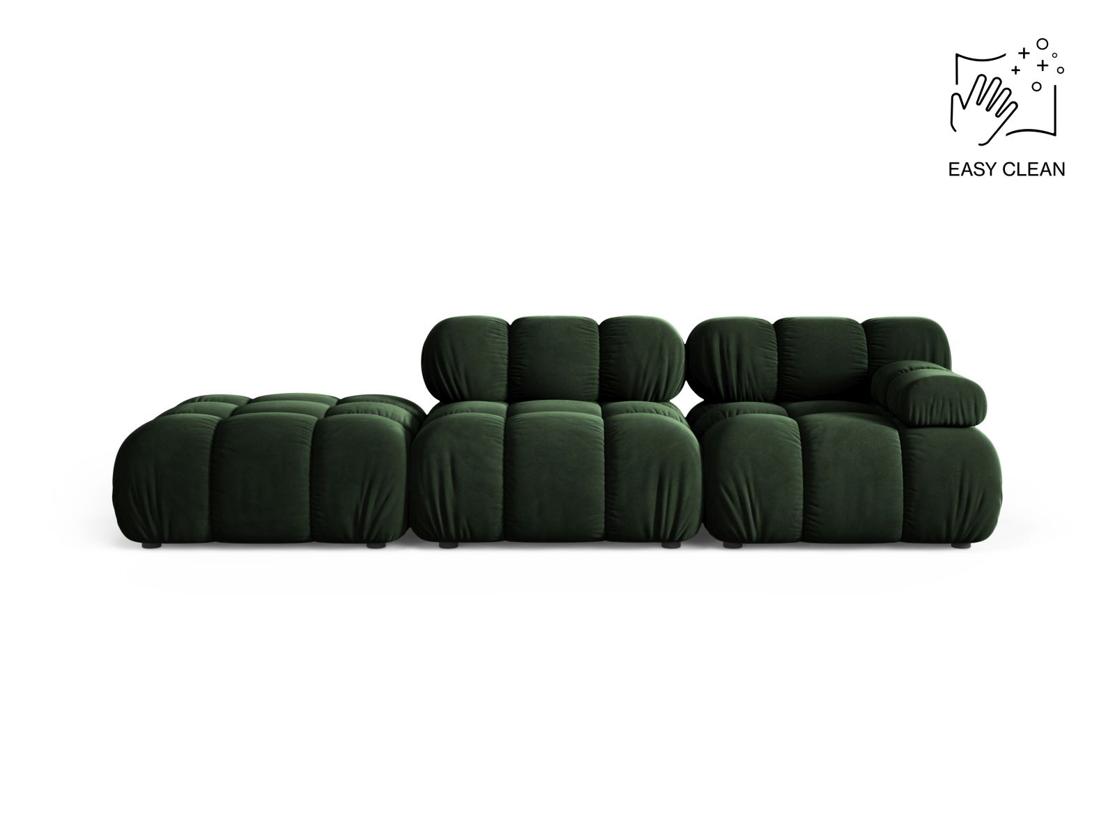 Velvet Left Modular Sofa, "Bellis", 4 Seats, 282x94x70