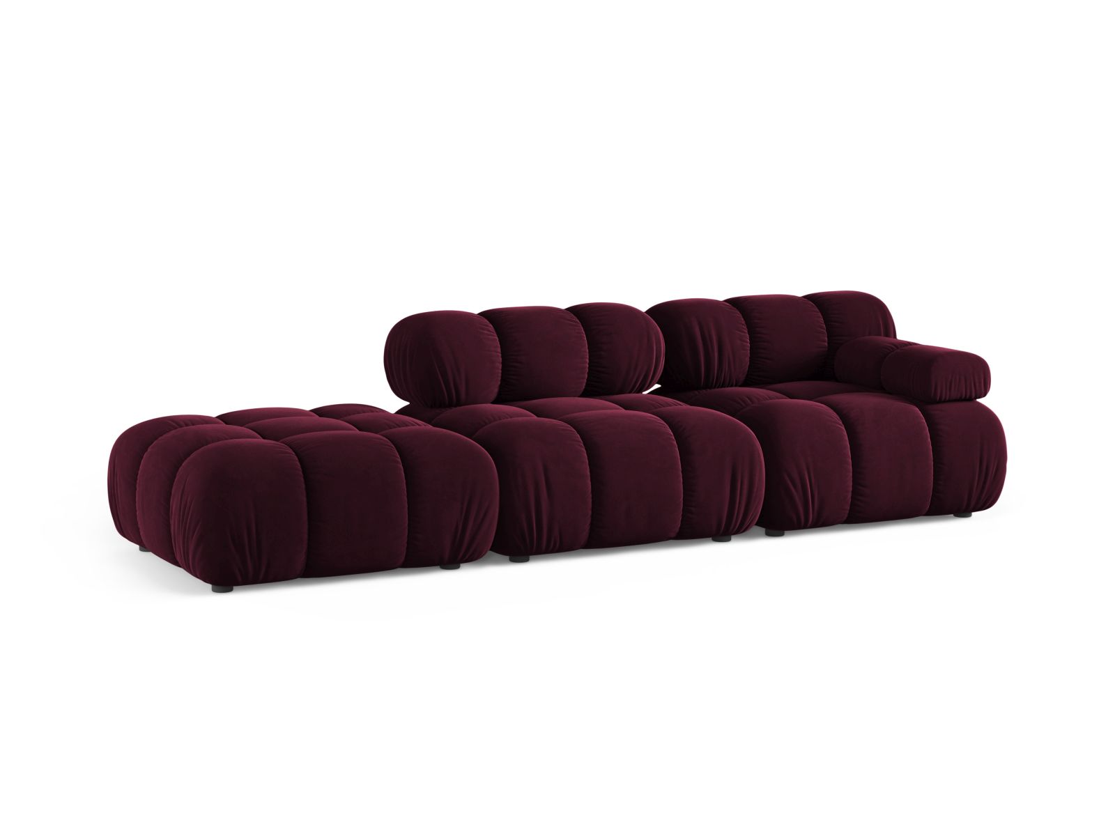 Velvet Left Modular Sofa, "Bellis", 4 Seats, 282x94x70