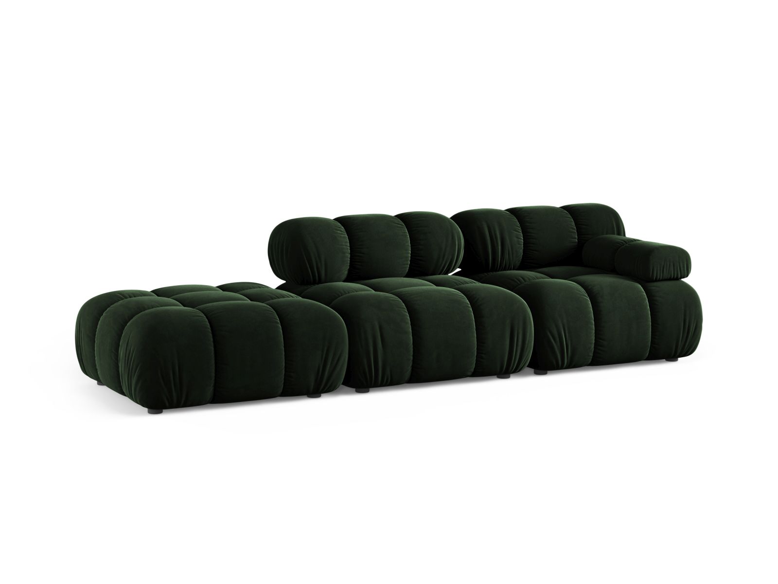 Velvet Left Modular Sofa, "Bellis", 4 Seats, 282x94x70