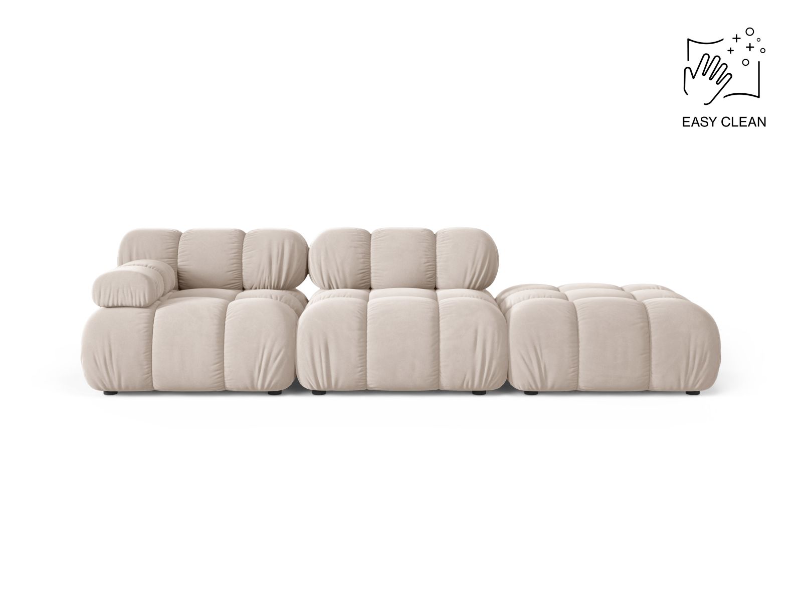 Velvet Right Modular Sofa, "Bellis", 4 Seats, 282x94x70