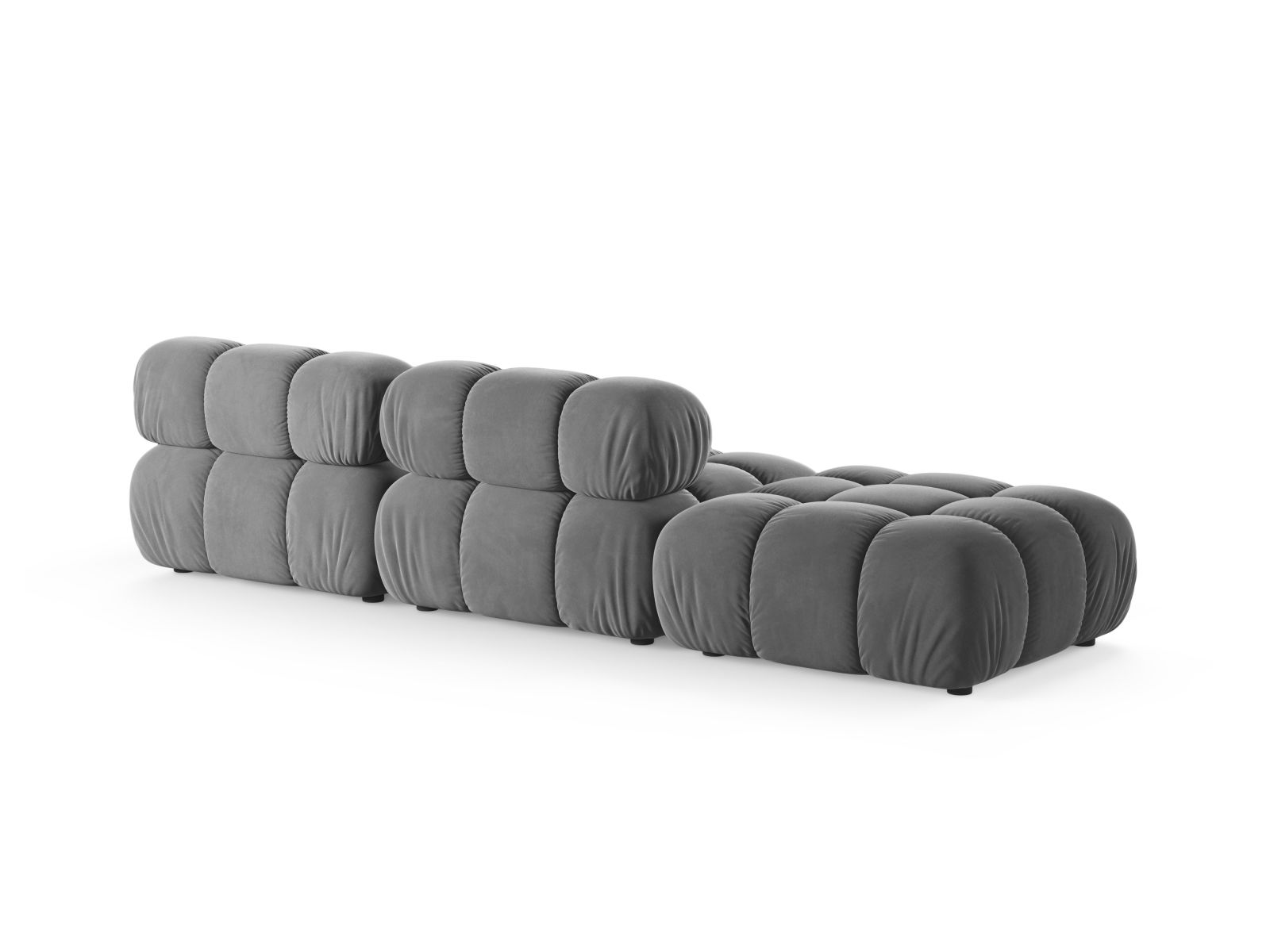 Velvet Left Modular Sofa, "Bellis", 4 Seats, 282x94x70