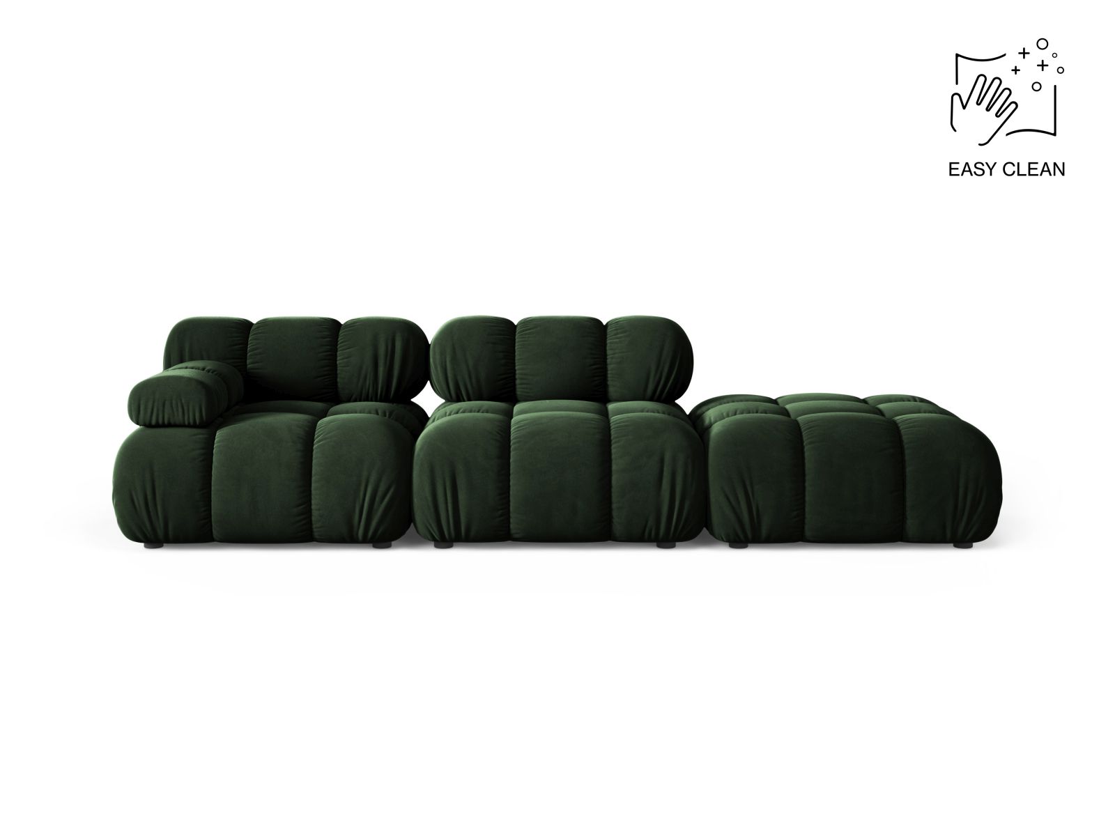Velvet Right Modular Sofa, "Bellis", 4 Seats, 282x94x70