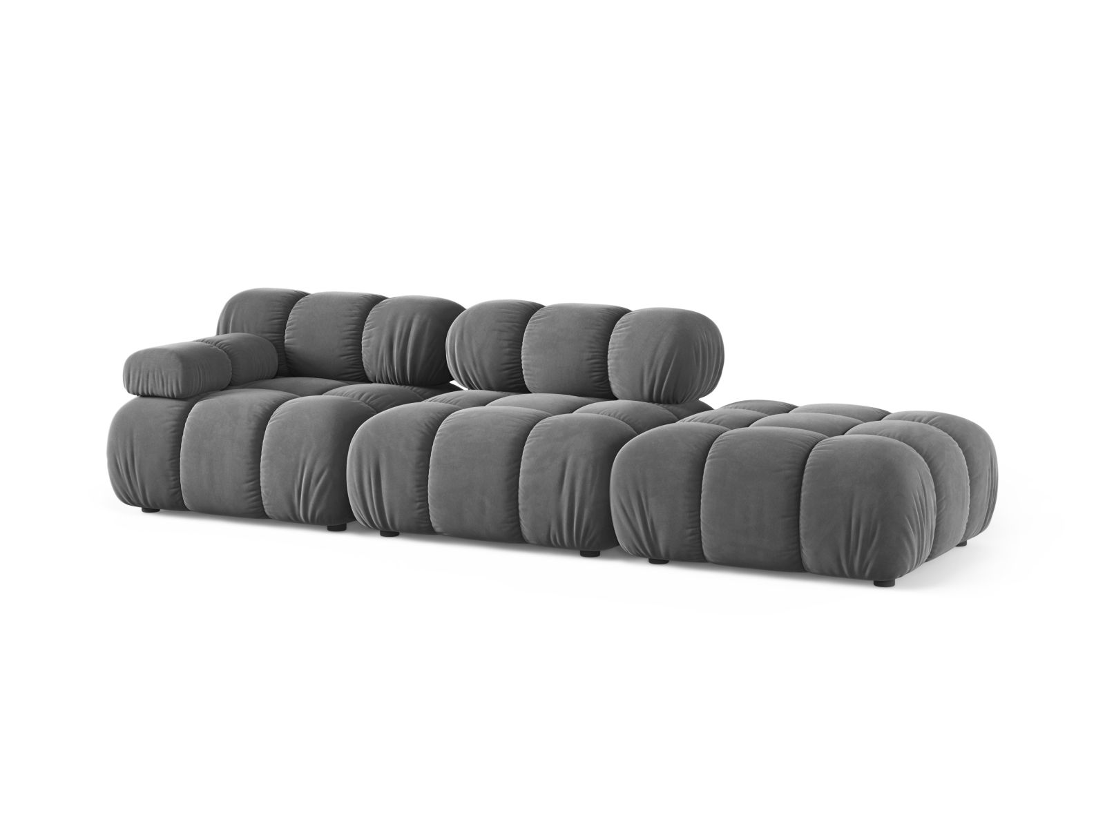 Velvet Right Modular Sofa, "Bellis", 4 Seats, 282x94x70