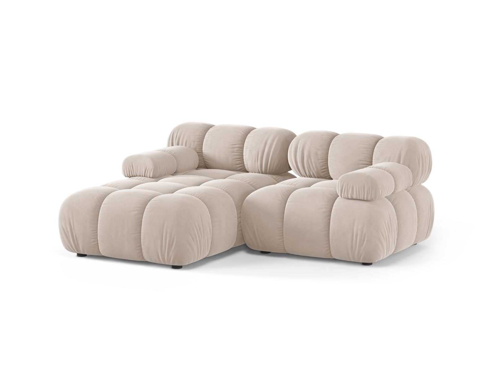 Velvet Modular Left Corner Sofa, "Bellis", 3 Seats, 188x155x70