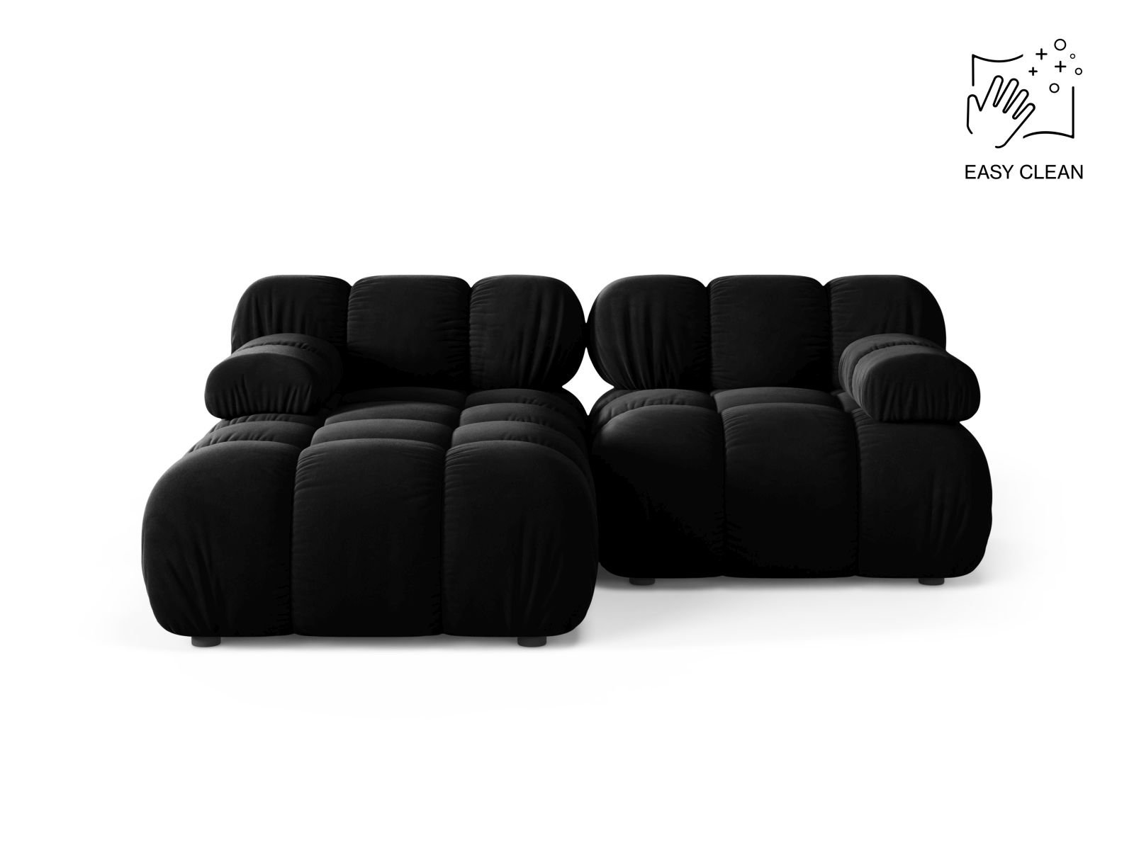 Velvet Modular Left Corner Sofa, "Bellis", 3 Seats, 188x155x70