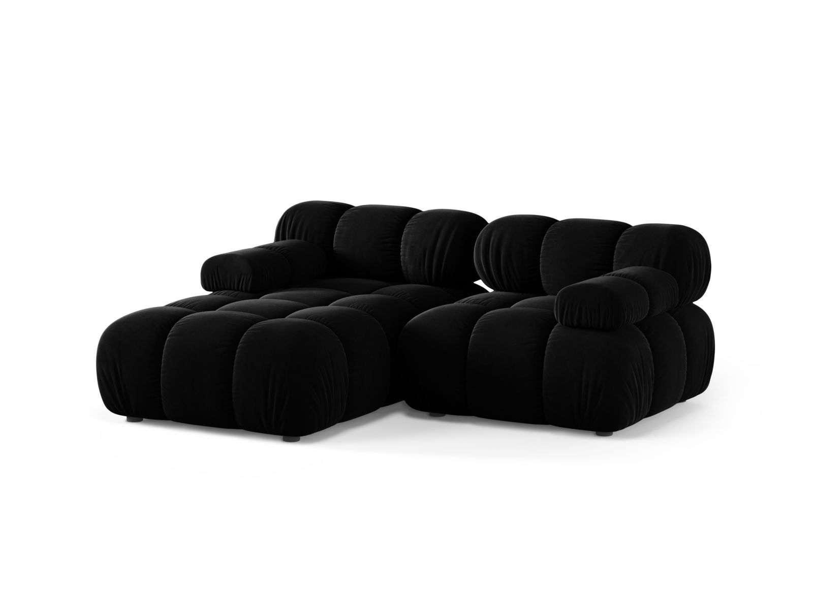Velvet Modular Left Corner Sofa, "Bellis", 3 Seats, 188x155x70