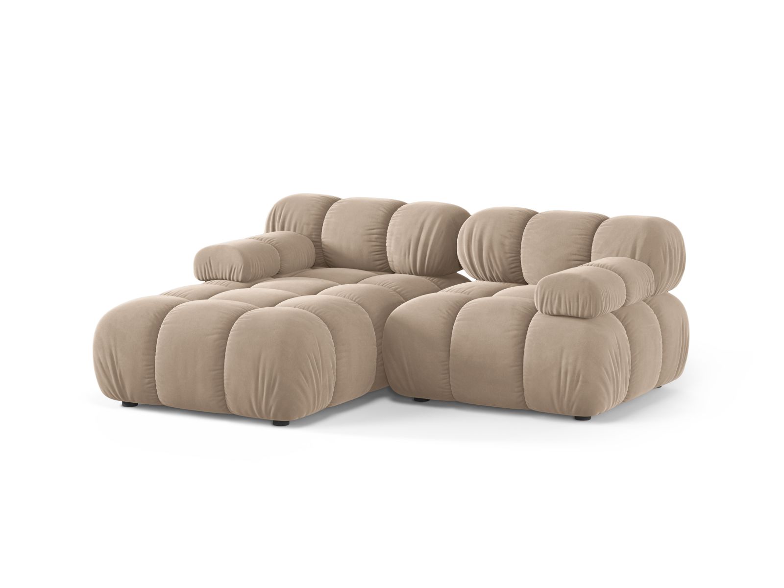 Velvet Modular Left Corner Sofa, "Bellis", 3 Seats, 188x155x70