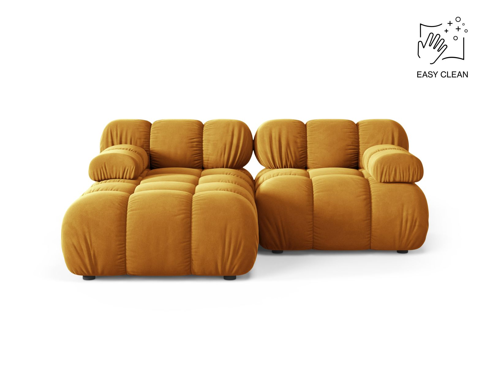 Velvet Modular Left Corner Sofa, "Bellis", 3 Seats, 188x155x70