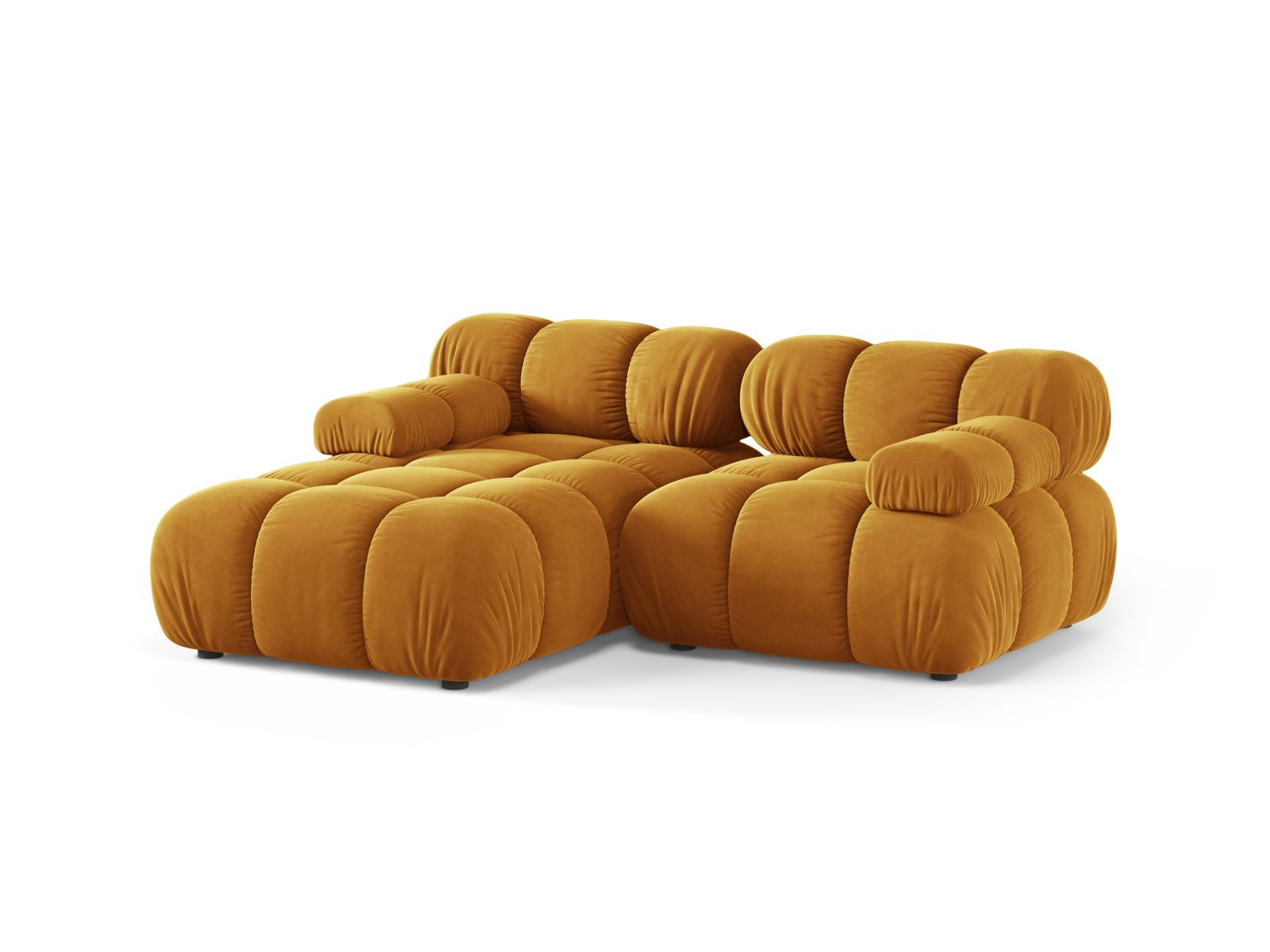 Velvet Modular Left Corner Sofa, "Bellis", 3 Seats, 188x155x70