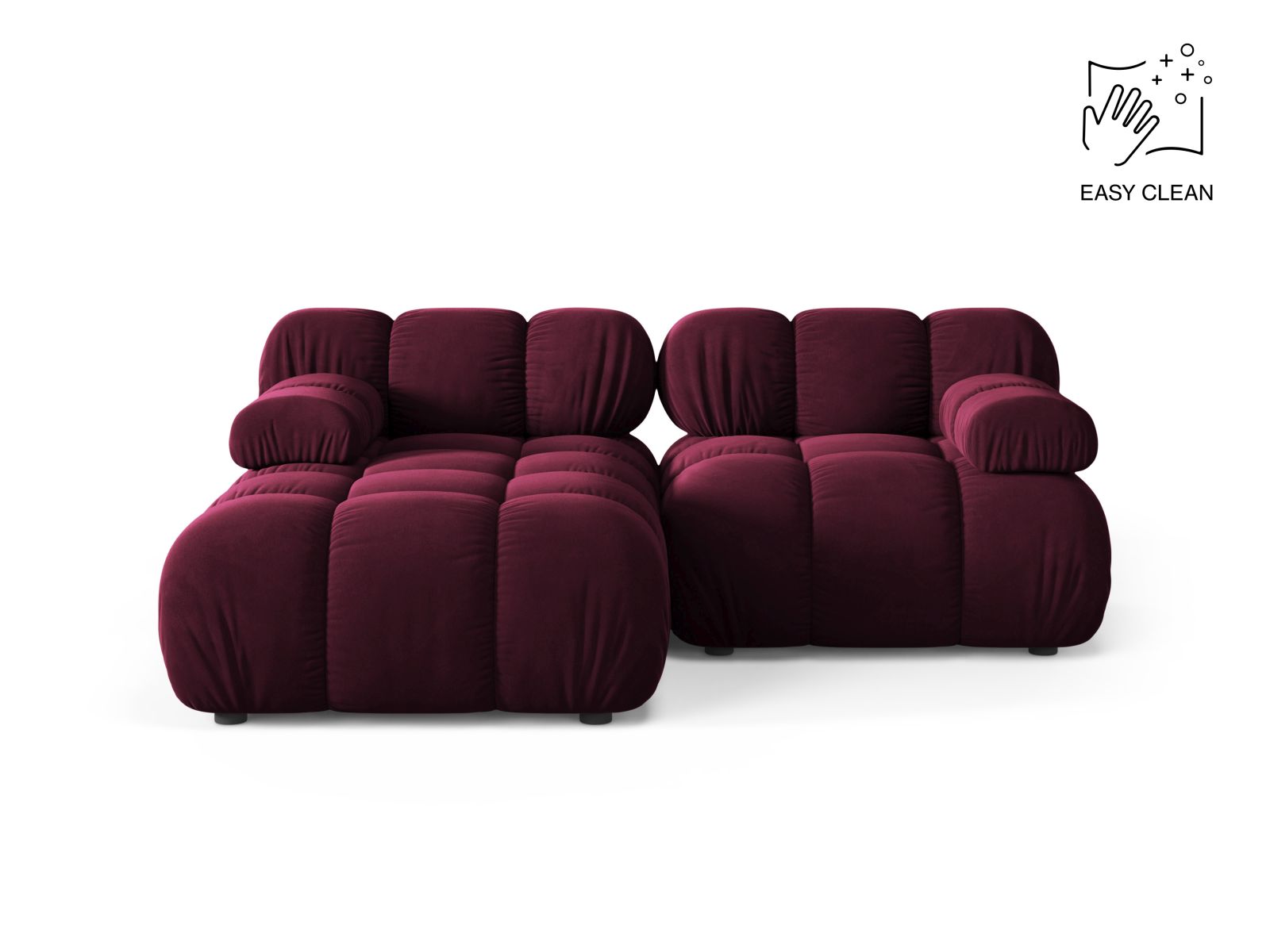 Velvet Modular Left Corner Sofa, "Bellis", 3 Seats, 188x155x70