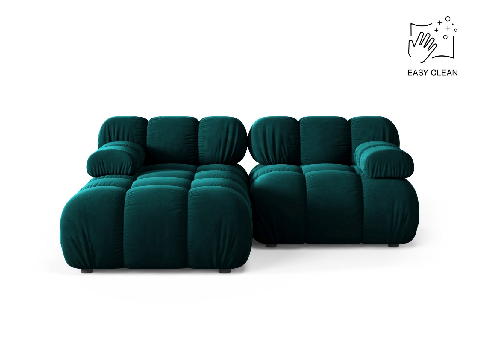 Velvet Modular Left Corner Sofa, "Bellis", 3 Seats, 188x155x70