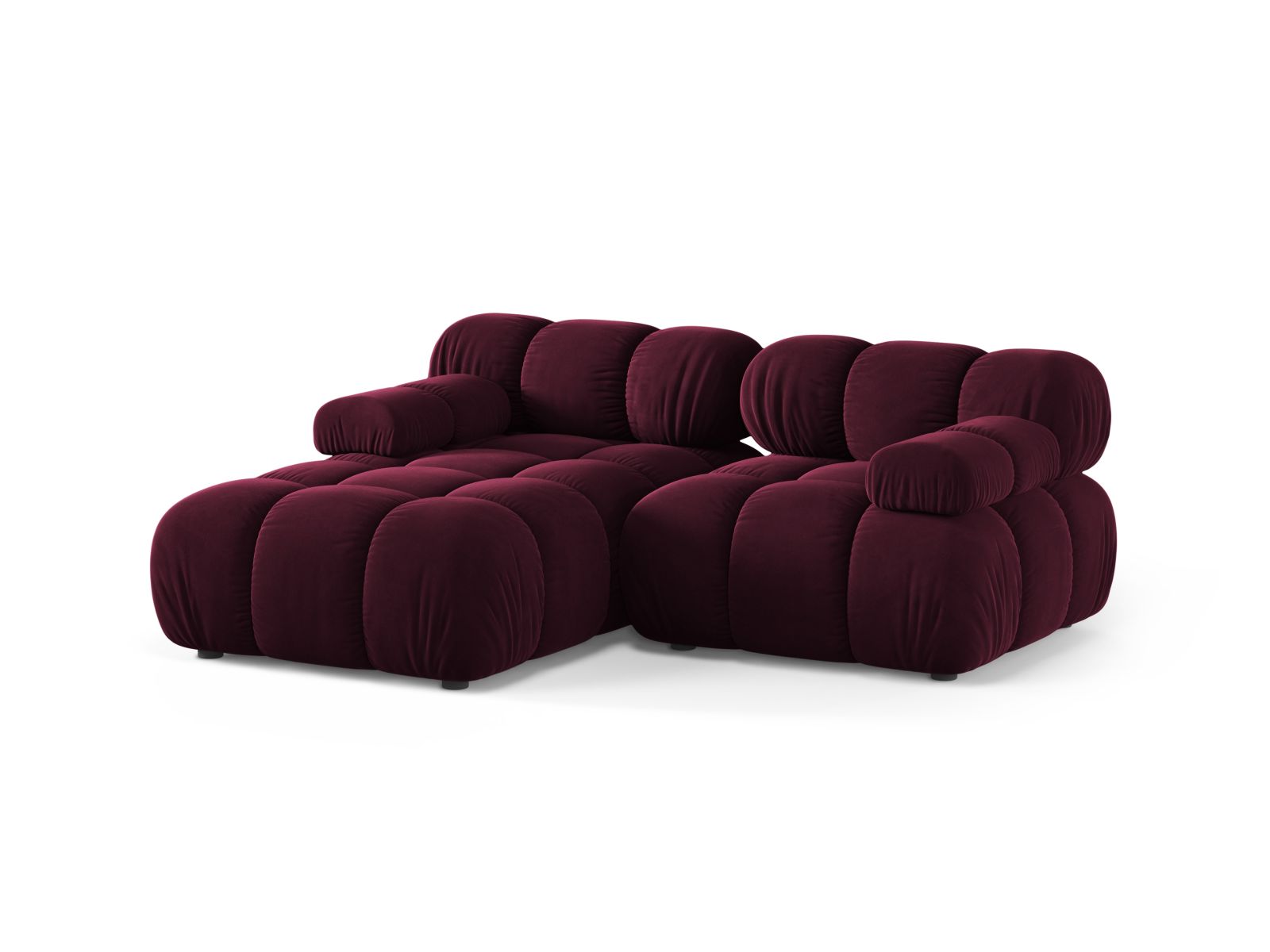 Velvet Modular Left Corner Sofa, "Bellis", 3 Seats, 188x155x70