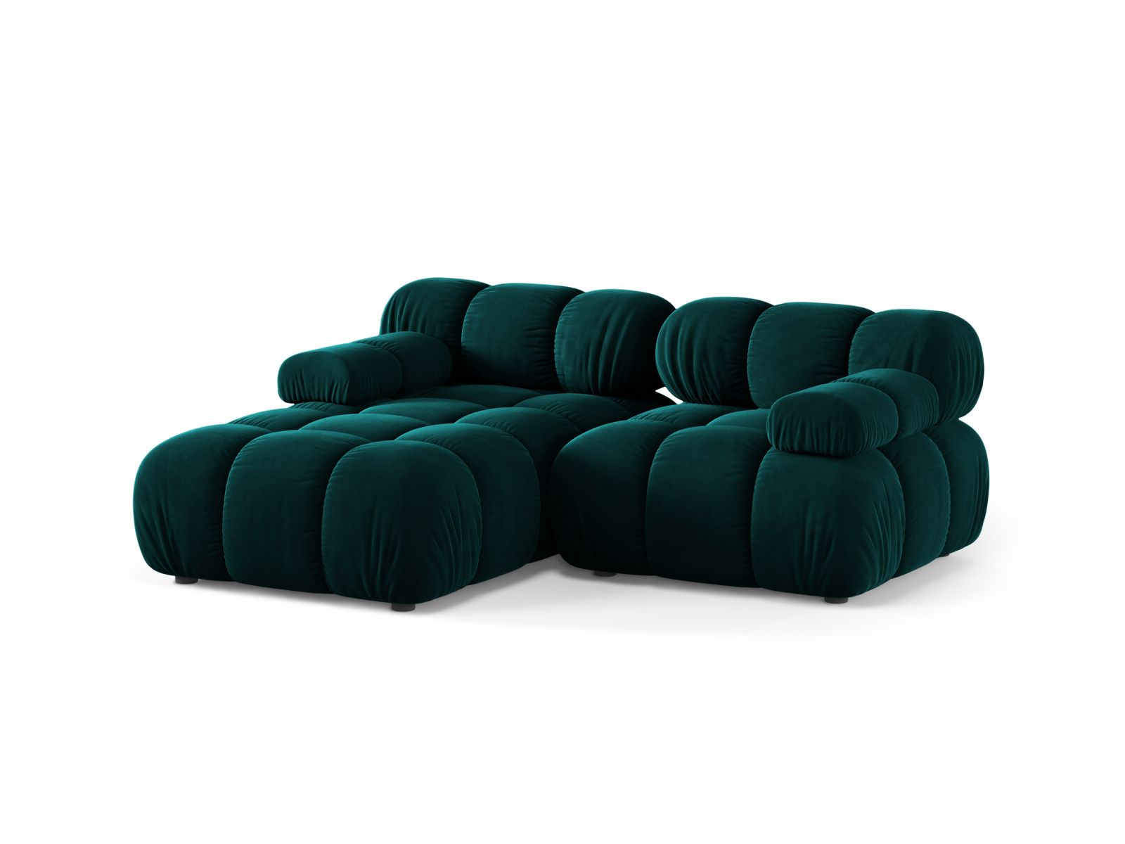 Velvet Modular Left Corner Sofa, "Bellis", 3 Seats, 188x155x70