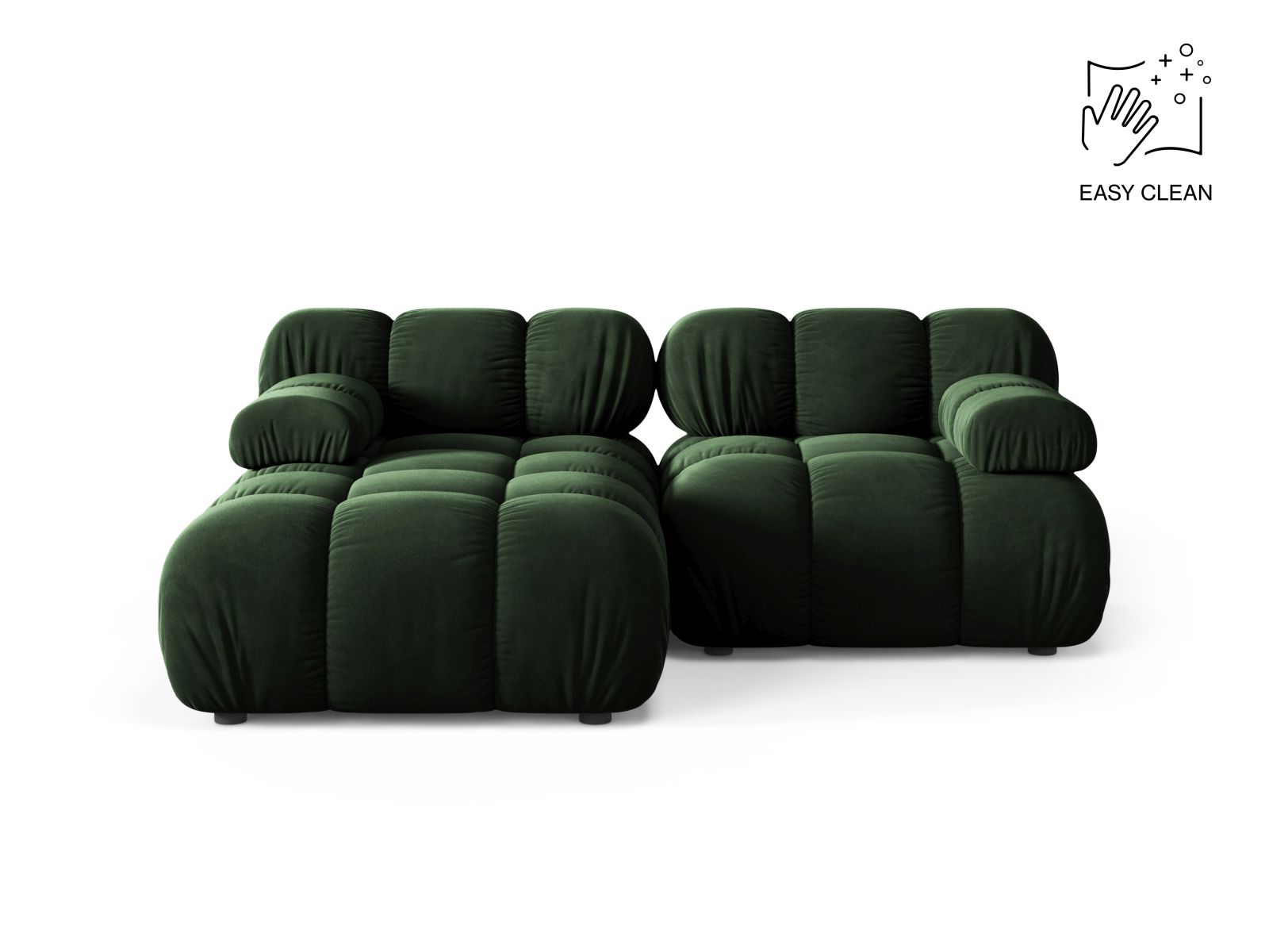 Velvet Modular Left Corner Sofa, "Bellis", 3 Seats, 188x155x70
