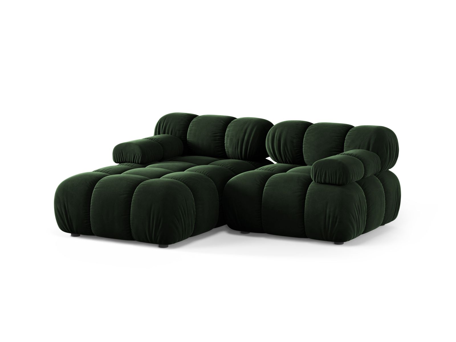 Velvet Modular Left Corner Sofa, "Bellis", 3 Seats, 188x155x70