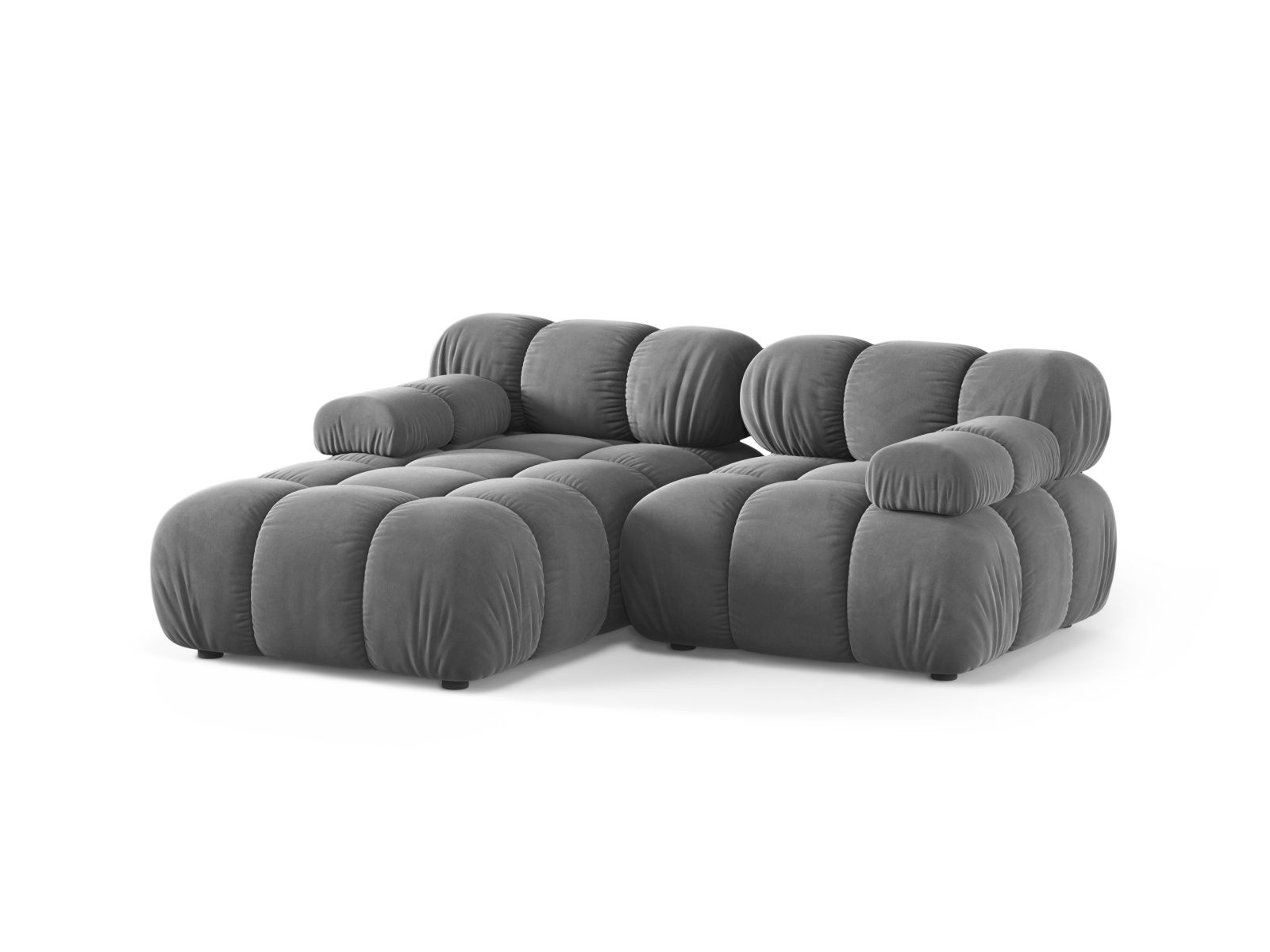 Velvet Modular Left Corner Sofa, "Bellis", 3 Seats, 188x155x70