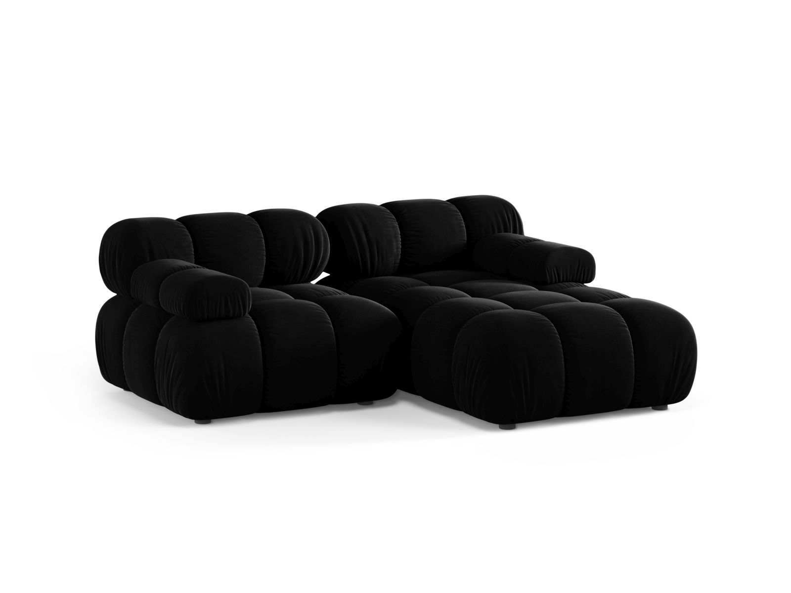 Velvet Modular Right Corner Sofa, "Bellis", 3 Seats, 188x155x70