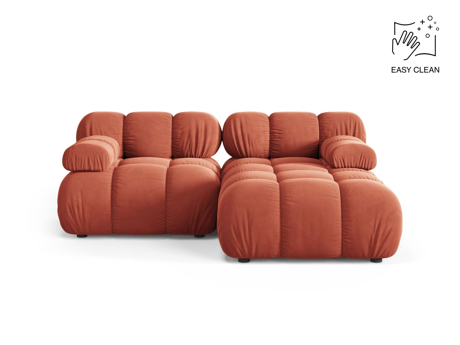 Velvet Modular Right Corner Sofa, "Bellis", 3 Seats, 188x155x70