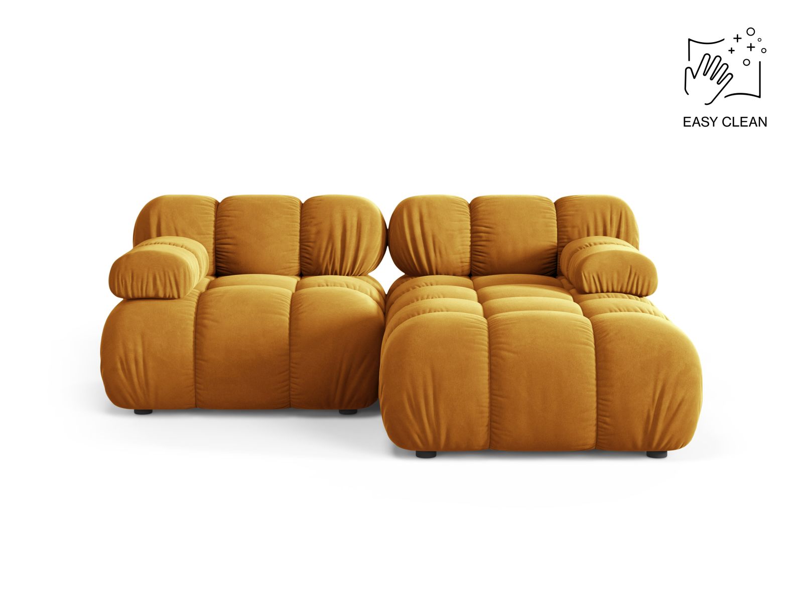 Velvet Modular Right Corner Sofa, "Bellis", 3 Seats, 188x155x70