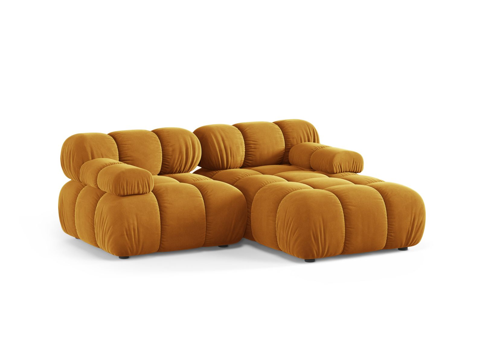 Velvet Modular Right Corner Sofa, "Bellis", 3 Seats, 188x155x70