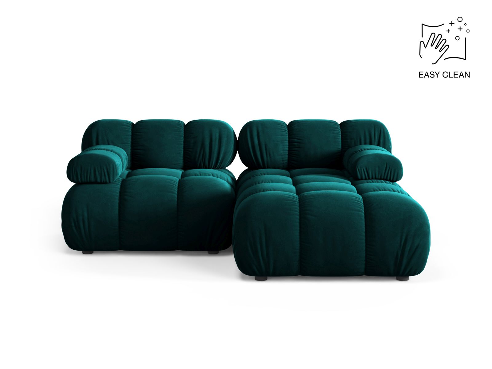 Velvet Modular Right Corner Sofa, "Bellis", 3 Seats, 188x155x70