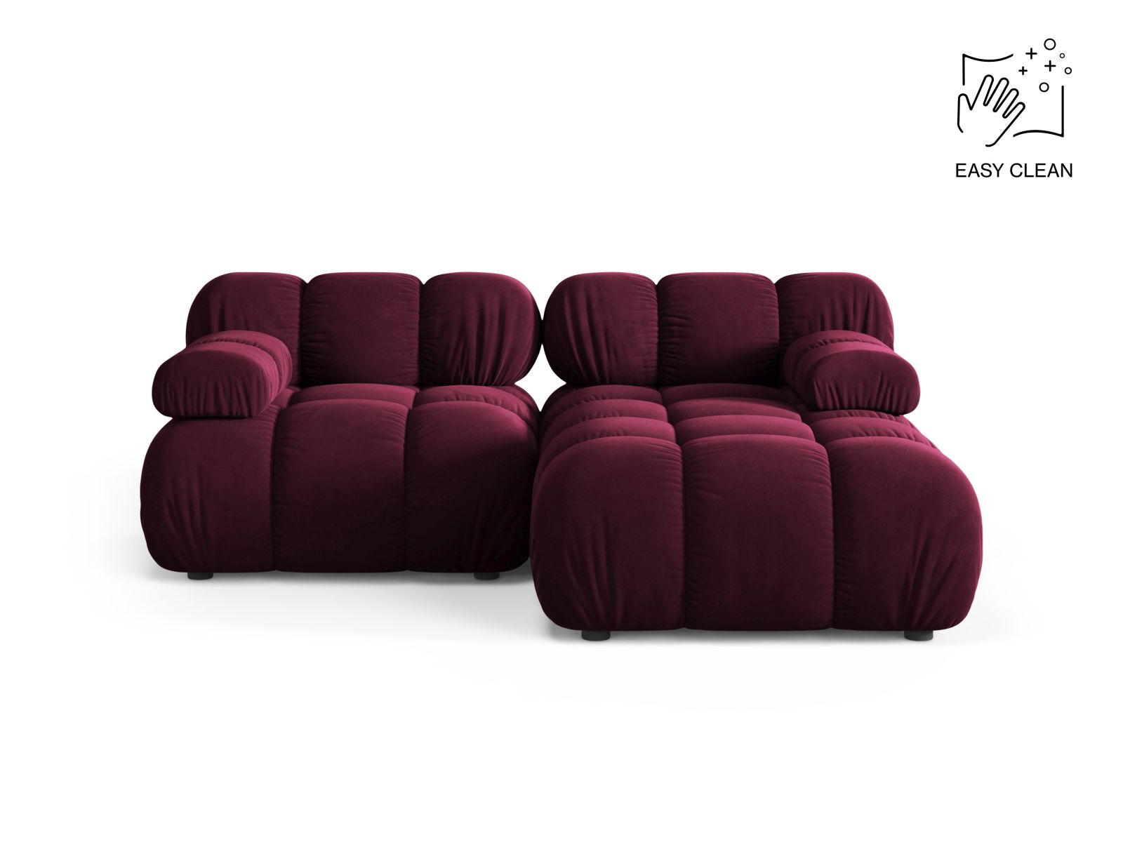 Velvet Modular Right Corner Sofa, "Bellis", 3 Seats, 188x155x70