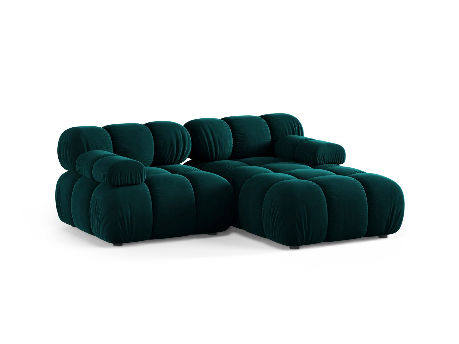 Velvet Modular Right Corner Sofa, "Bellis", 3 Seats, 188x155x70