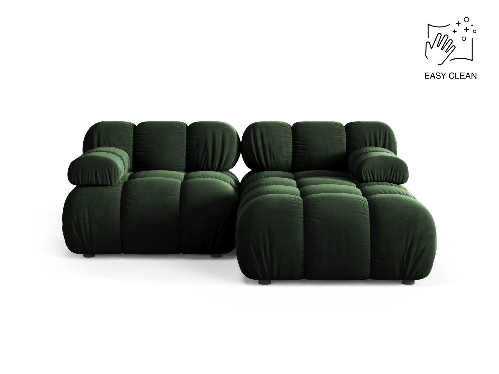 Velvet Modular Right Corner Sofa, "Bellis", 3 Seats, 188x155x70