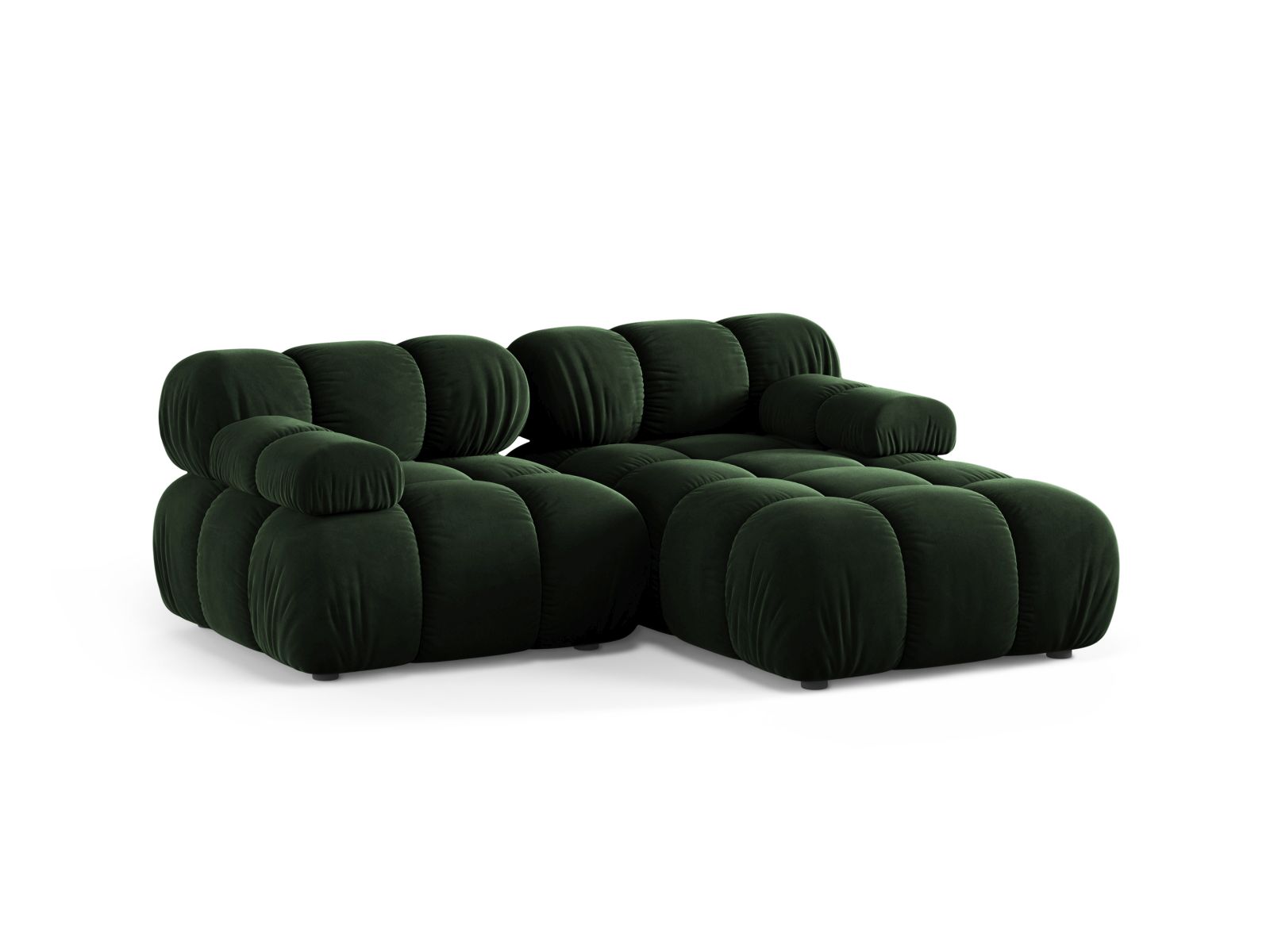 Velvet Modular Right Corner Sofa, "Bellis", 3 Seats, 188x155x70