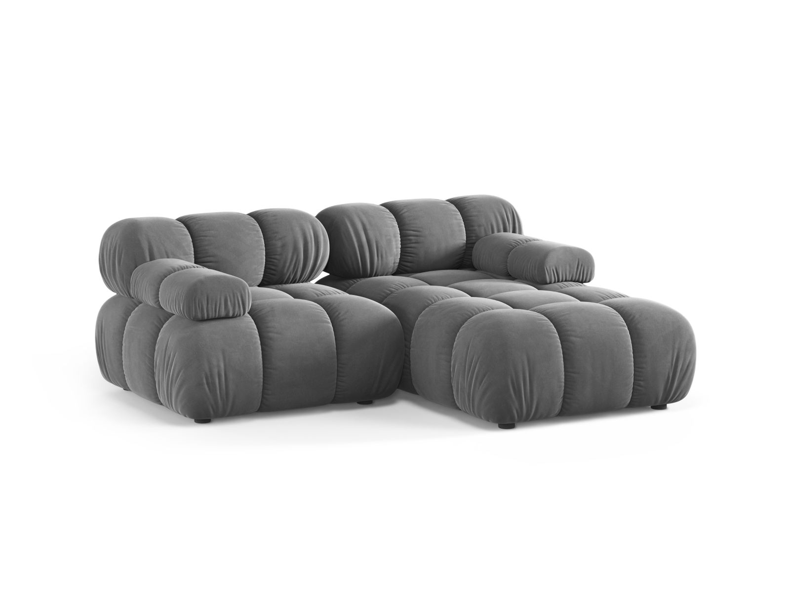 Velvet Modular Right Corner Sofa, "Bellis", 3 Seats, 188x155x70